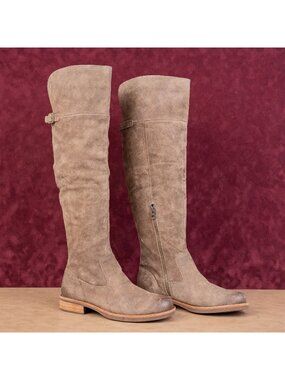 KORK-EASE Women Addison Taupe Distress Suede OTK Comfort Boots Sz 7.5